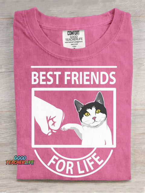 Cats Are The Best Friends for Life Decorative Pattern T-shirt