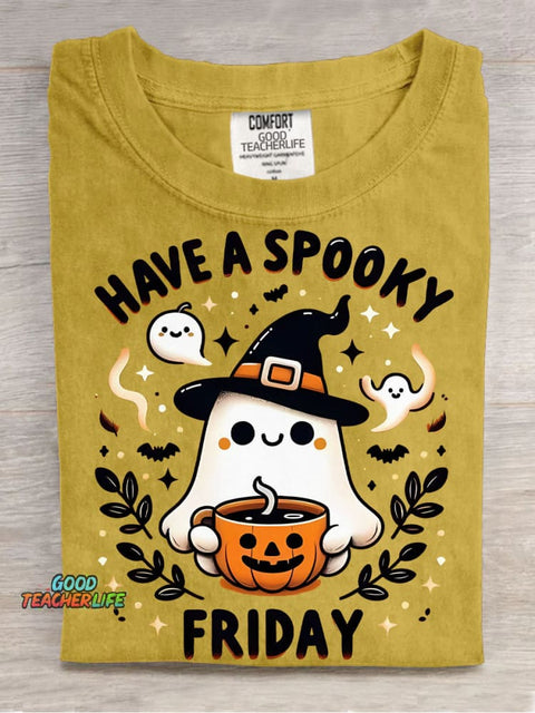 Halloween Ghost Have A Spooky Friday Decorative Pattern T-shirt
