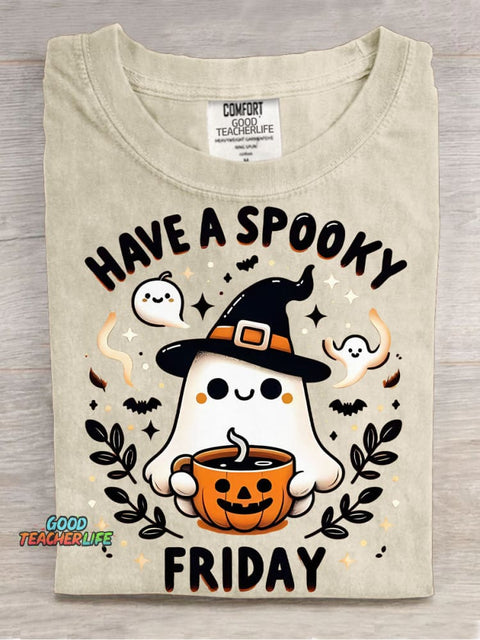 Halloween Ghost Have A Spooky Friday Decorative Pattern T-shirt