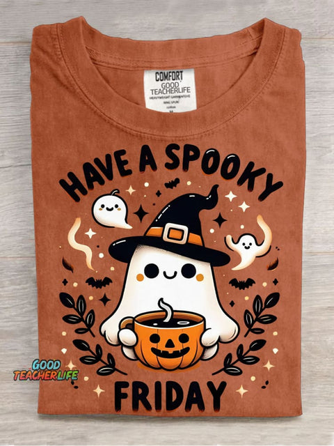 Halloween Ghost Have A Spooky Friday Decorative Pattern T-shirt