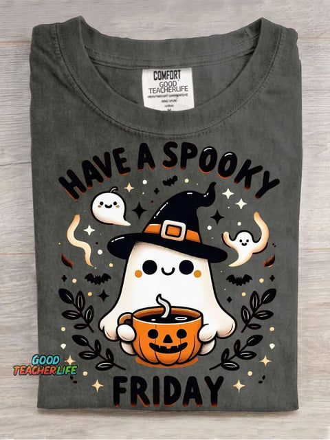 Halloween Ghost Have A Spooky Friday Decorative Pattern T-shirt