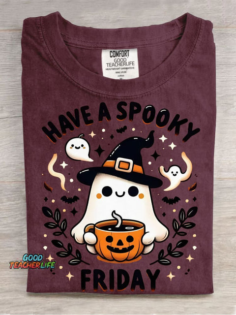 Halloween Ghost Have A Spooky Friday Decorative Pattern T-shirt