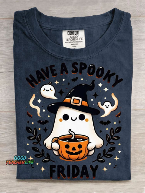 Halloween Ghost Have A Spooky Friday Decorative Pattern T-shirt