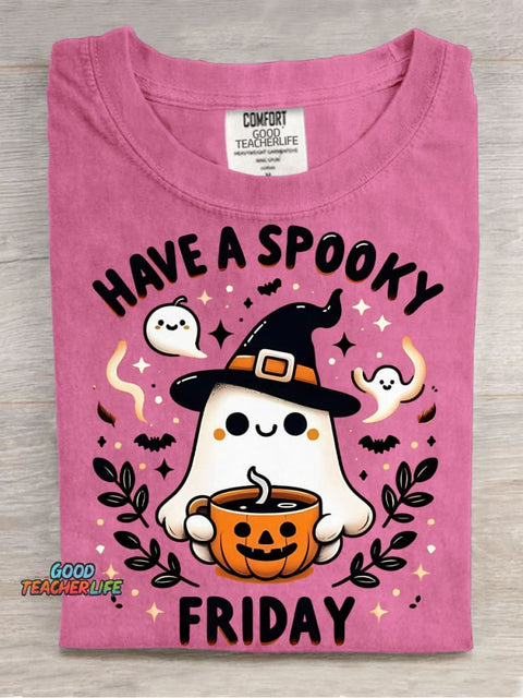 Halloween Ghost Have A Spooky Friday Decorative Pattern T-shirt