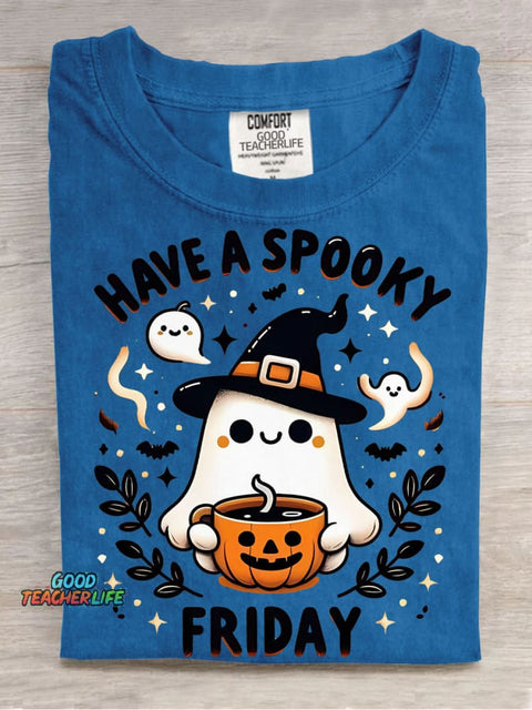 Halloween Ghost Have A Spooky Friday Decorative Pattern T-shirt