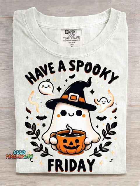 Halloween Ghost Have A Spooky Friday Decorative Pattern T-shirt
