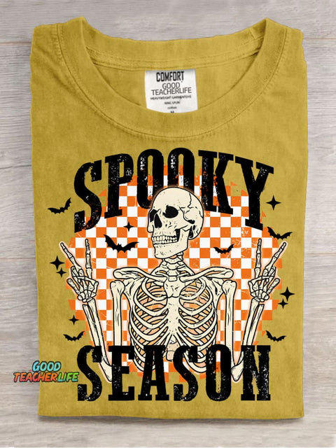 Halloween Skeleton Spooky Season Decorative Pattern T-shirt