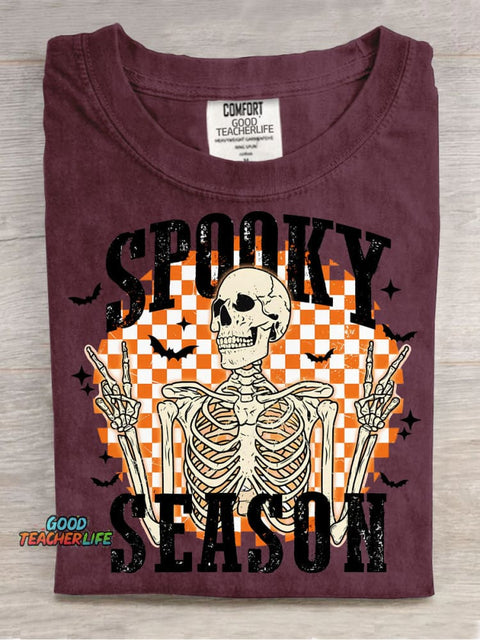 Halloween Skeleton Spooky Season Decorative Pattern T-shirt