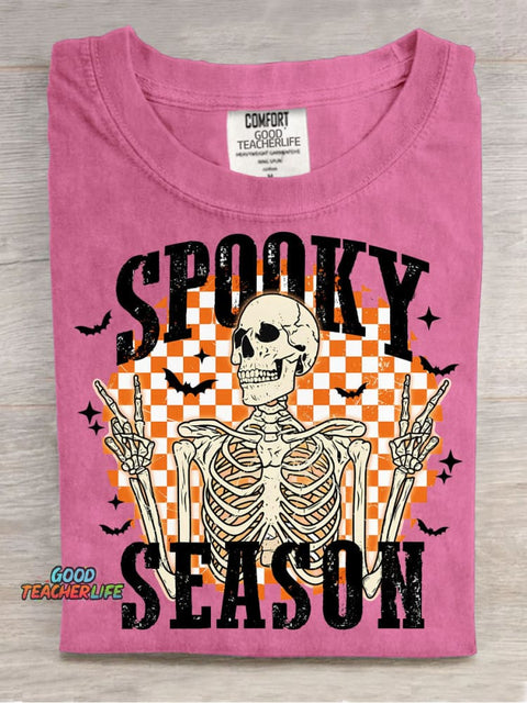 Halloween Skeleton Spooky Season Decorative Pattern T-shirt
