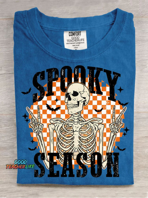 Halloween Skeleton Spooky Season Decorative Pattern T-shirt