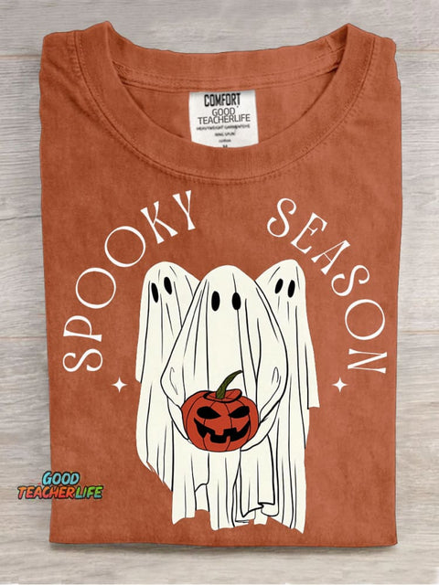 Halloween Ghost Spooky Season Decorative Pattern T-shirt