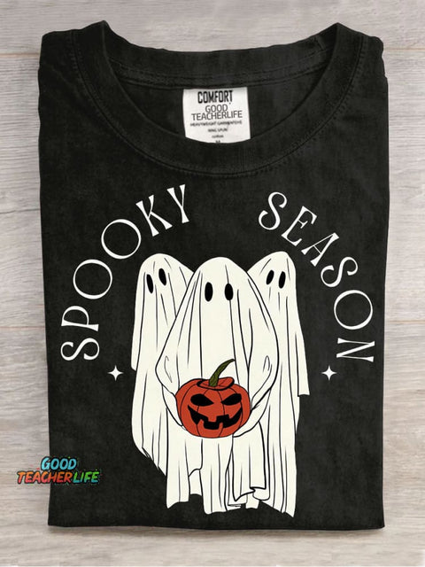 Halloween Ghost Spooky Season Decorative Pattern T-shirt