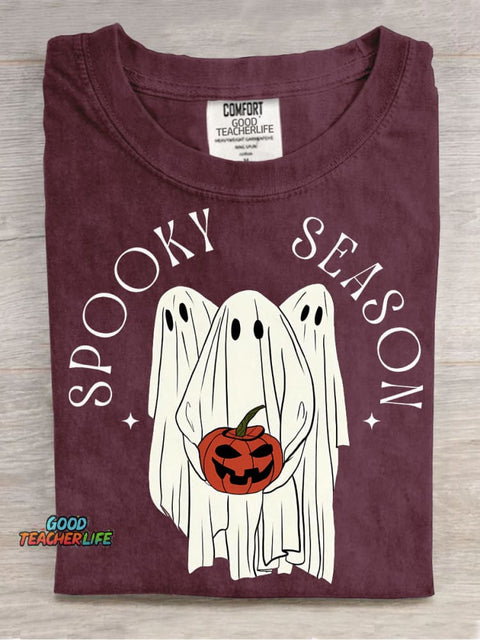 Halloween Ghost Spooky Season Decorative Pattern T-shirt