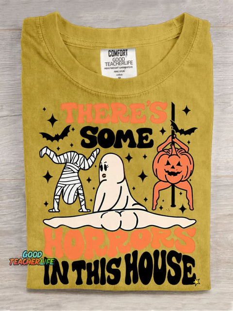 Halloween There's Some Horrors In This House Decorative Pattern T-shirt