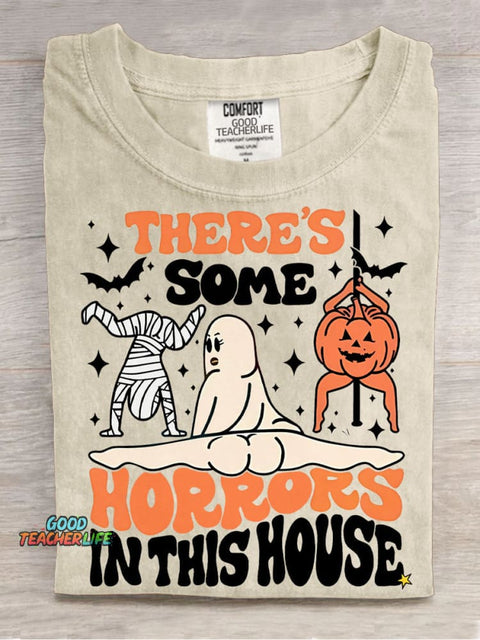 Halloween There's Some Horrors In This House Decorative Pattern T-shirt