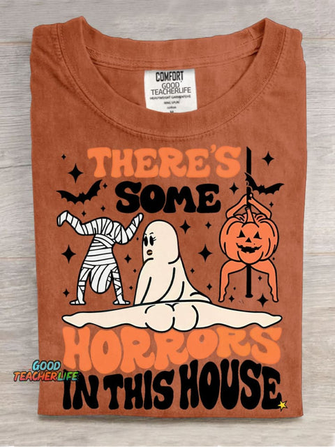 Halloween There's Some Horrors In This House Decorative Pattern T-shirt