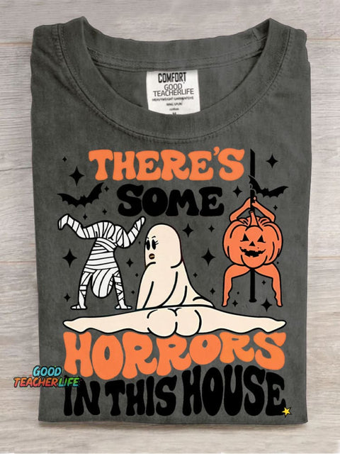 Halloween There's Some Horrors In This House Decorative Pattern T-shirt