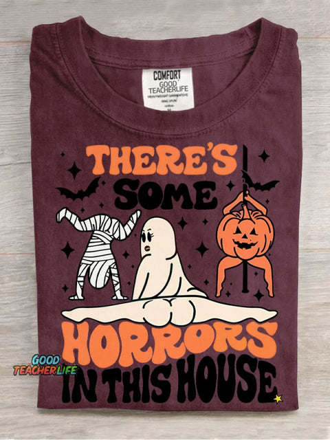 Halloween There's Some Horrors In This House Decorative Pattern T-shirt