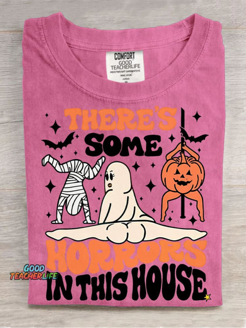 Halloween There's Some Horrors In This House Decorative Pattern T-shirt