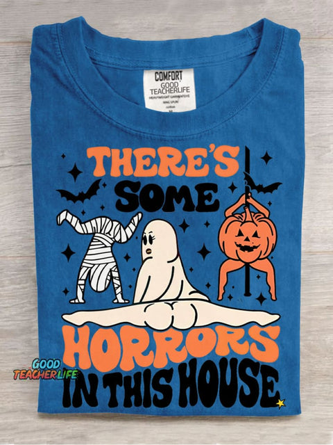 Halloween There's Some Horrors In This House Decorative Pattern T-shirt