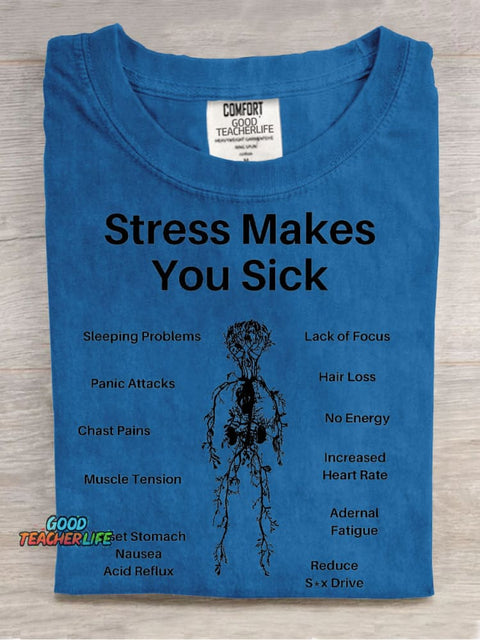 Stress Makes You Sick Decorative Pattern T-shirt
