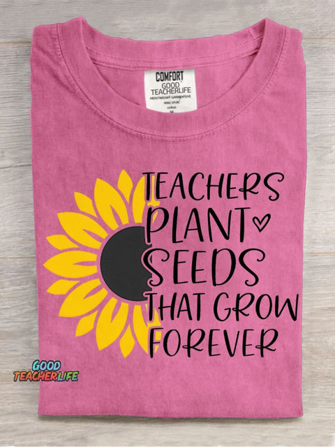Teacher Plant Seeds That Grow Decorative Pattern T-shirt