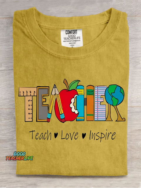 Teach Love Inspire Decorative Pattern T-shirt
