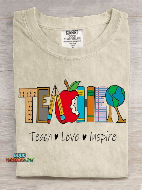 Teach Love Inspire Decorative Pattern T-shirt