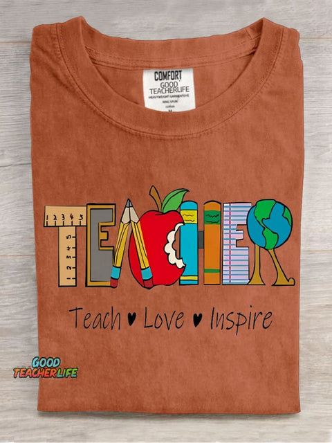 Teach Love Inspire Decorative Pattern T-shirt
