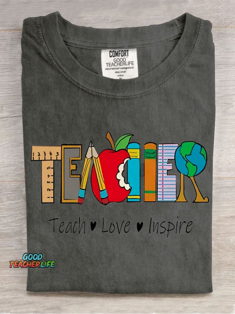 Teach Love Inspire Decorative Pattern T-shirt