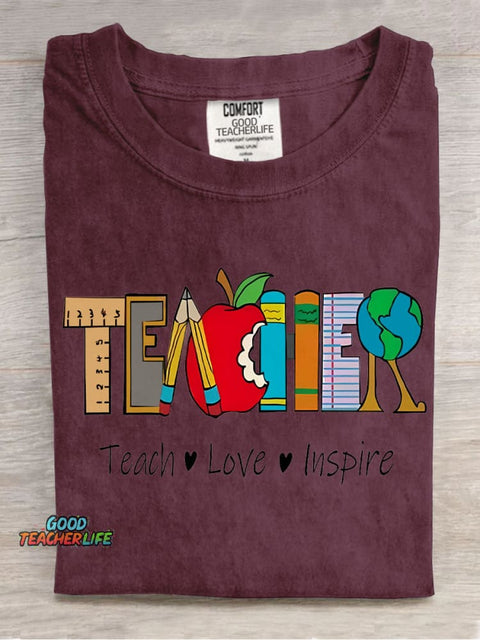 Teach Love Inspire Decorative Pattern T-shirt