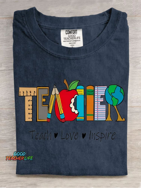 Teach Love Inspire Decorative Pattern T-shirt