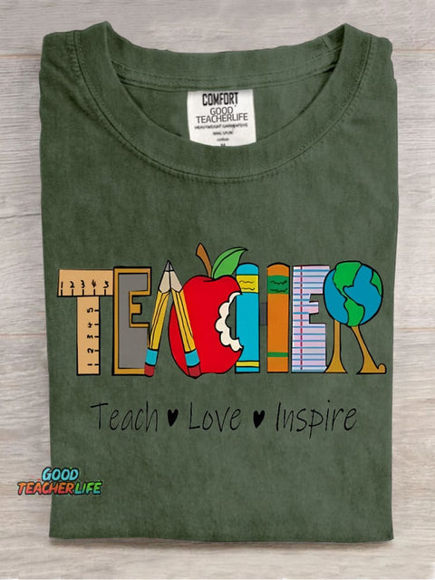 Teach Love Inspire Decorative Pattern T-shirt