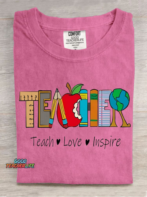 Teach Love Inspire Decorative Pattern T-shirt