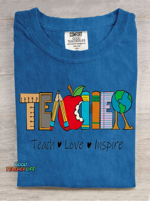 Teach Love Inspire Decorative Pattern T-shirt
