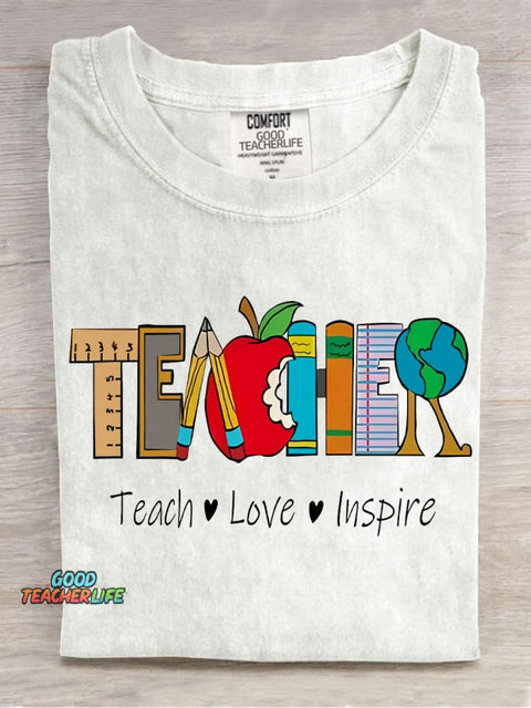 Teach Love Inspire Decorative Pattern T-shirt