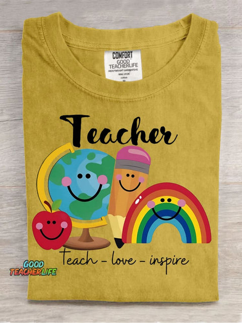 Teach Love Inspire Decorative Pattern T-shirt