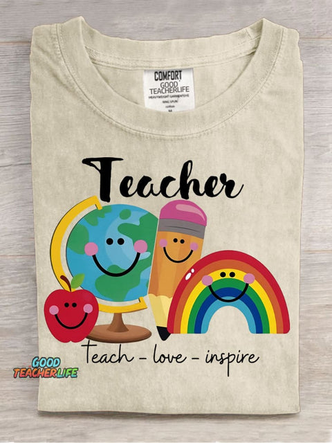 Teach Love Inspire Decorative Pattern T-shirt