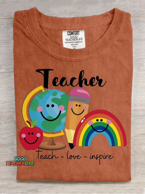 Teach Love Inspire Decorative Pattern T-shirt