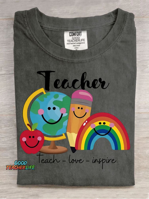 Teach Love Inspire Decorative Pattern T-shirt