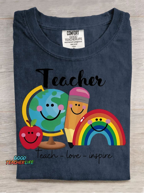 Teach Love Inspire Decorative Pattern T-shirt