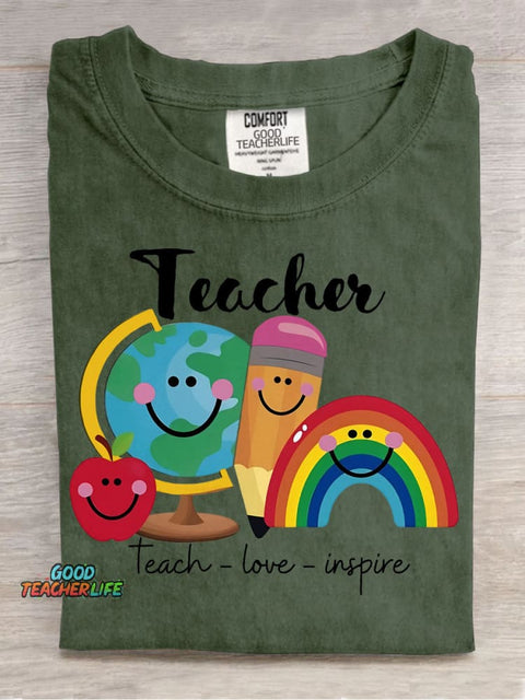 Teach Love Inspire Decorative Pattern T-shirt