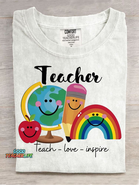 Teach Love Inspire Decorative Pattern T-shirt