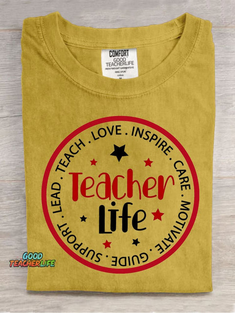 Teacher Life Decorative Pattern T-shirt