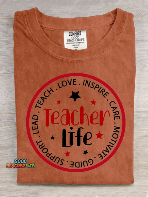 Teacher Life Decorative Pattern T-shirt