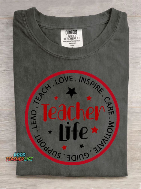 Teacher Life Decorative Pattern T-shirt