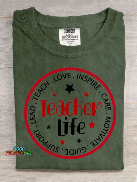 Teacher Life Decorative Pattern T-shirt