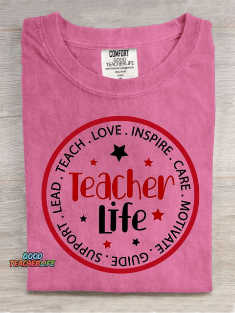 Teacher Life Decorative Pattern T-shirt