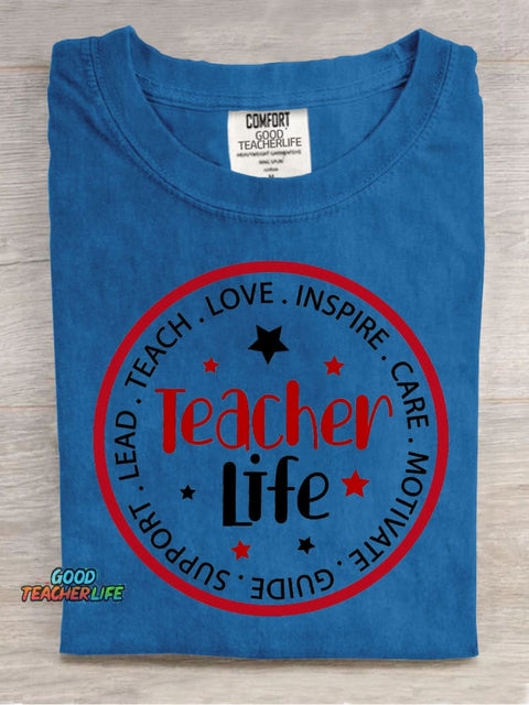 Teacher Life Decorative Pattern T-shirt