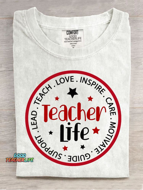 Teacher Life Decorative Pattern T-shirt